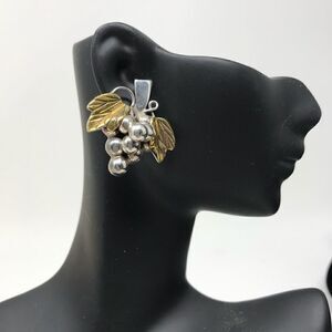Taxco Sterling and Brass grape cluster earrings